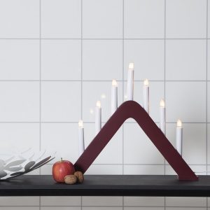 LED dekoratīvais svečturis Star Trading Jarve E10, 36cm, 7LED, IP20, sarkans