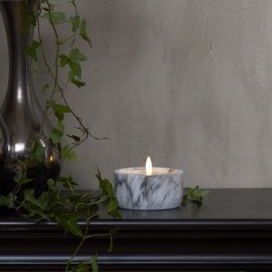 LED Svece Star Trading Marble Flamme 7,5x10cm, IP20, 3xAAA, ar taimeri, Marmora