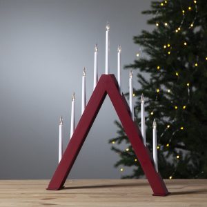 LED dekoratīvais svečturis Star Trading Jazz , 48cm, 9LED, IP20, sarkans