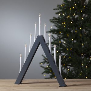 LED dekoratīvais svečturis Star Trading Jazz , 48cm, 9LED, IP20, pelēks