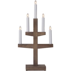LED dekoratīvais svečturis Star Trading Trapp E10, 46cm, 5LED, IP20, brūns