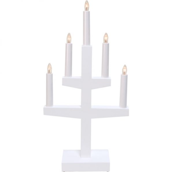 LED dekoratīvais svečturis Star Trading Trapp E10, 46cm, 5LED, IP20, balts