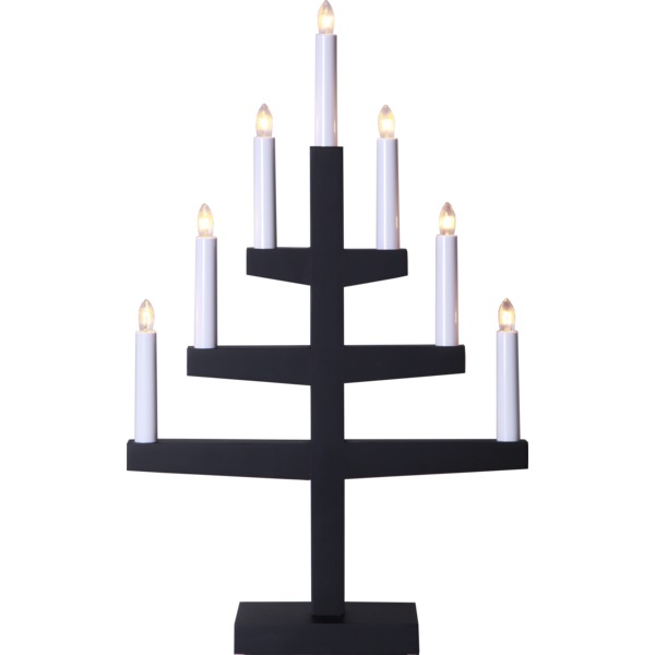 LED dekoratīvais svečturis Star Trading Trapp E10, 54cm, 7LED, IP20, melns