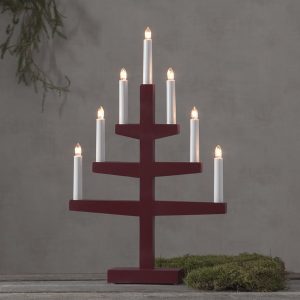 LED dekoratīvais svečturis Star Trading Trapp E10, 54cm, 7LED, IP20, sarkans LED dekoratīvais svečturis Star Trading Trapp E10, 54cm, 7LED, IP20, sarkans