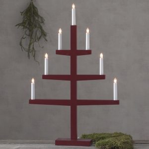 LED dekoratīvais svečturis Star Trading Tripp, 77cm, 7LED, IP20, sarkans