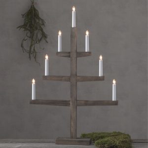 LED dekoratīvais svečturis Star Trading Tripp, 77cm, 7LED, IP20, brūns