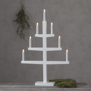 LED dekoratīvais svečturis Star Trading Tripp, 77cm, 7LED, IP20, balts