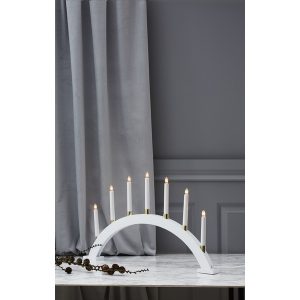 LED dekoratīvais svečturis Star Trading Grillian E10, 40cm, 7LED, IP20, balts