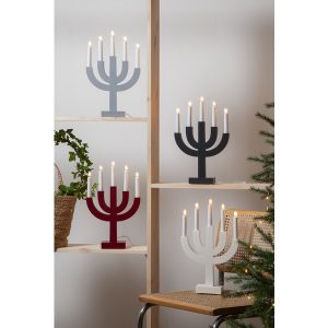 LED dekoratīvais svečturis Star Trading Selma E10, 40cm, 5LED, IP20, balts