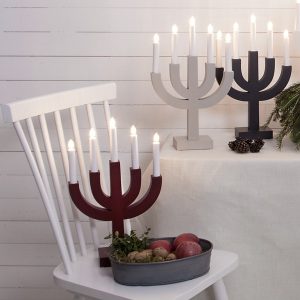 LED dekoratīvais svečturis Star Trading Selma E10, 40cm, 5LED, IP20, sarkans