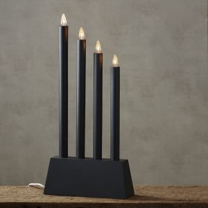 LED dekoratīvais svečturis Star Trading Quattro, 55cm, 4LED, IP20, melns