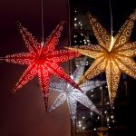 LED dekorācija Zvaigzne ANTIQUE, Star Trading, sarkana, 60x60cm, E14, Max. 25W, IP20