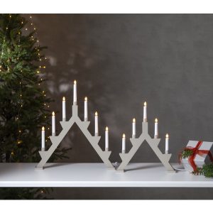 LED dekoratīvais svečturis Star Trading Zack E10, 53cm, 7LED, IP20, pelēks