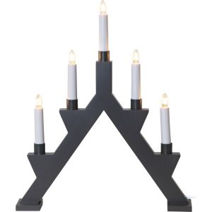 LED dekoratīvais svečturis Star Trading Zack E10, 41cm, 5LED, IP20, tumši pelēks
