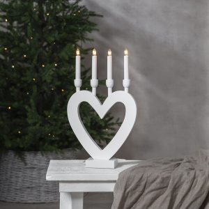 LED dekoratīvais svečturis Star Trading Dala , 47cm, 4LED, IP20, balts
