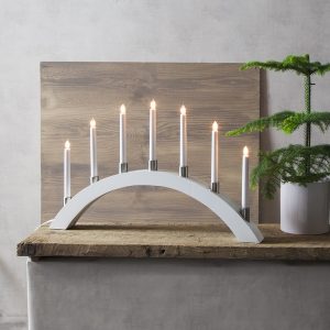 LED dekoratīvais svečturis Star Trading Tall, 40cm, 5LED, IP20, baltā