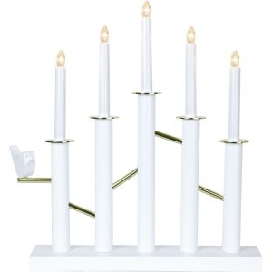 LED dekoratīvais svečturis Star Trading Birdy , 45cm, 5LED, IP20, balts