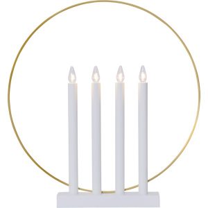 LED dekoratīvais svečturis Star Trading Glory E10, 45cm, 4LED, IP20, balts