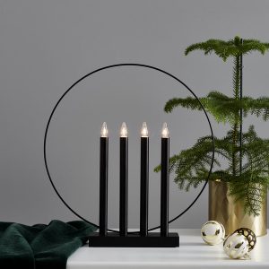 LED dekoratīvais svečturis Star Trading Glory , 45cm, 4LED, IP20, melns