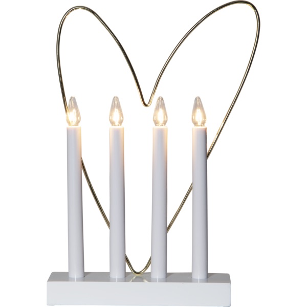 LED dekoratīvais svečturis Star Trading Glossy E10, 37cm, 4LED, IP20, balts