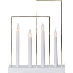LED dekoratīvais svečturis Star Trading Glossy Frame E10, 36cm, 4LED, IP20, balts