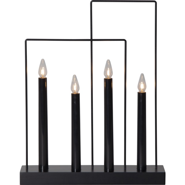 LED dekoratīvais svečturis Star Trading Glossy Frame E10, 36cm, 4LED, IP20, melns