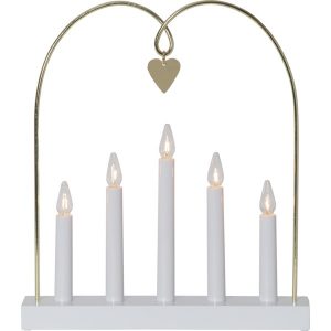 LED dekoratīvais svečturis Star Trading Glossy Bow E10, 35cm, 5LED, IP20, balts