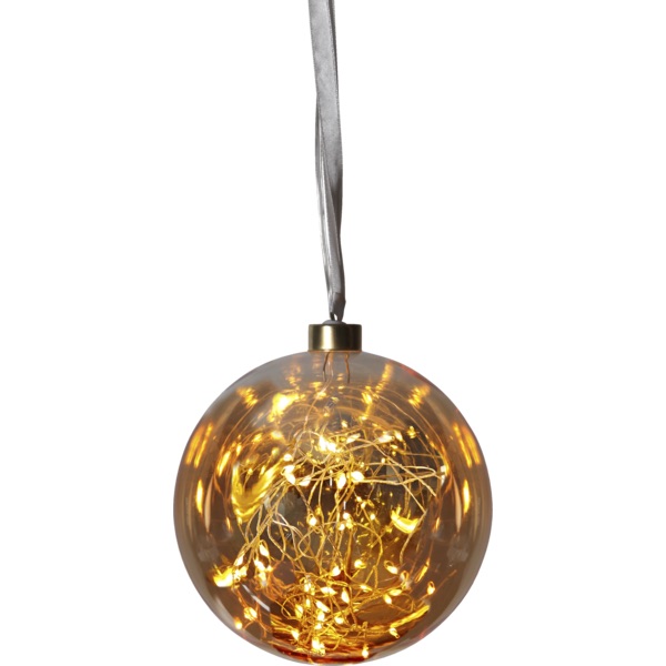 LED dekorācija Star Trading stikla bumba Bauble Glow Amber, 16,50cm, 40LED, IP20
