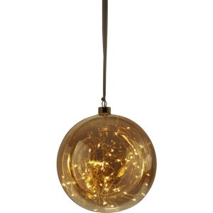 LED dekorācija Star Trading stikla bumba Bauble Glow Amber , 21cm, 80LED, IP20
