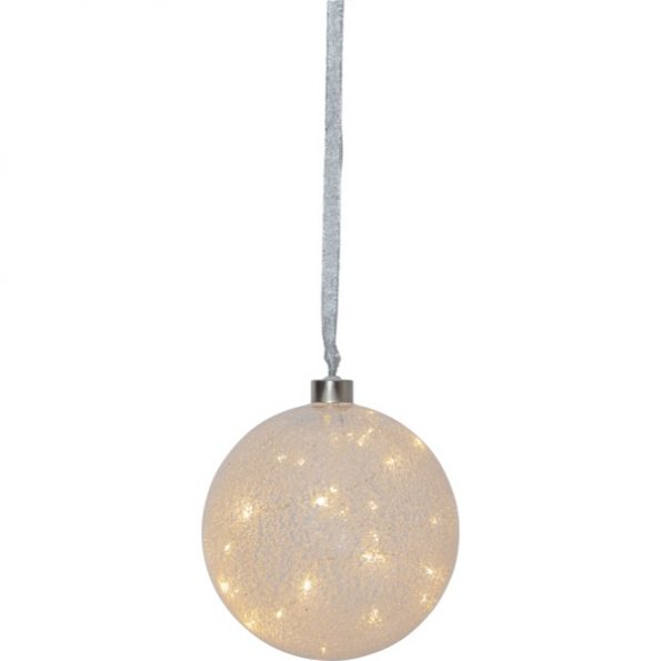 LED dekorācija Star Trading stikla bumba Bauble Glow Snow, 16,50cm, 30LED, IP20