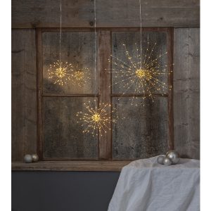 LED dekorācija Star Trading sudraba Salūts, 16cm, 80LED, IP20 LED dekorācija Star Trading sudraba Salūts, 16cm, 80LED, IP20