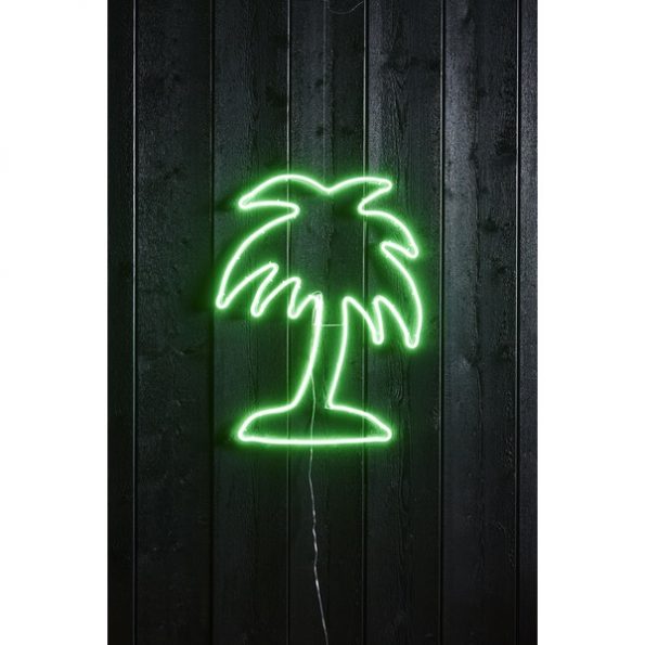 LED Neona palma siluets Star Trading FlatNeonLED, 65cm, 384LED, zaļa, IP44