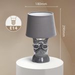 Galda lampa dekoratīva Aigostar Design Bulldog E14, Max. 40W, keramiska, Pelēka