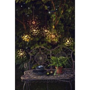LED gaismeklis ar saules bat. piekarams Star Trading Firework Solar WW 26cm, 90LED, IP44
