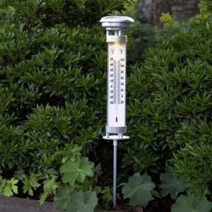 Termometrs ar LED gaismekli, saules bateriju Star Trading Celsius, 57,50cm, IP44