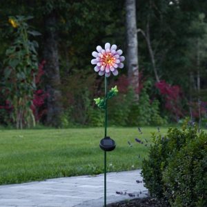 Dekoratīvais gaismeklis ar saules bateriju Star Trading Pink Daisy 81cm, IP44