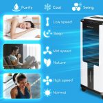 Viedais gaisa dzesētājs Aigostar Elsa Smart 75W, 70cm, oscilējošs 60°, 1290 apgr./min., 7l, WiFi
