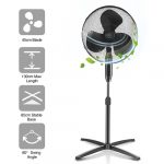 Grīdas ventilators Aigostar Molly 50W, 1.3m, 1200apgr./min., 3 ātrumi, melns