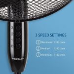 Grīdas ventilators Aigostar Molly 50W, 1.3m, 1200apgr./min., 3 ātrumi, melns