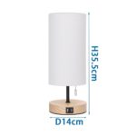 Galda lampa ar 2x USB Aigostar Wood E27, Max. 40W, Balta/Koka