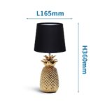 Galda lampa dekoratīva Aigostar Design Pineapple E14, Max. 40W, keramiska, Melna/Zelta