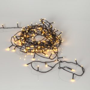 LED āra virtene Star Trading Flashy Golden, 7m, 100LED, 2500K, IP44, ar taimeri, 8 režīmi