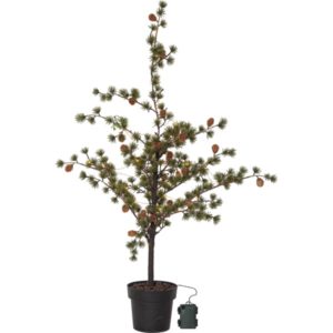 Mākslīgā lapegle ar LED gaismām Star Trading Larix, 1.17m, 40LED, WW, IP44, 3xAA