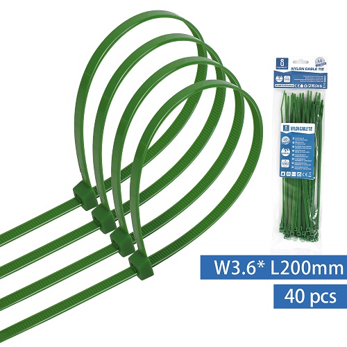 Kabeļu savilces 40gb. Aigostar Nylon cable tie 3.6x200mm, zaļas