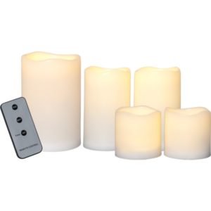 LED āra sveces ar pulti 5gb. Star Trading Paul 15x10cm, IP44, 2xAA, ziloņkaula, ar taimeri