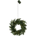 Āra mākslīgais vainags ar LED un krēslas sens. Star Trading Byske 45cm, 30LED IP44, 3xAA, ar taimeri