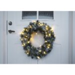 Āra mākslīgais vainags ar LED gaismām Star Trading Edmonton, 50cm, 30LED, WW, IP44
