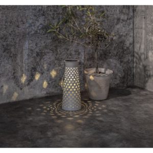 LED laterna ar saules bateriju Star Trading Romby, 32cm, 3000K, IP44, metāla