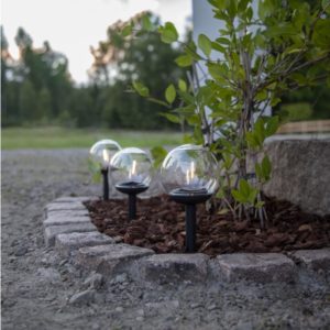 LED dārza gaismekļi ar saules baterijām Star Trading Globe 3gb., 25cm, WW, 0.25W, IP44