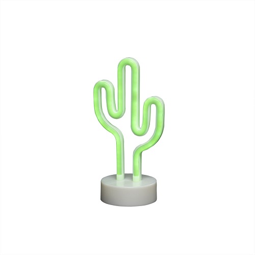 LED galda dekors Neona Konstsmide Cactus Neon 25.5cm, 90LED, IP20, 3xAA, ar taimeri